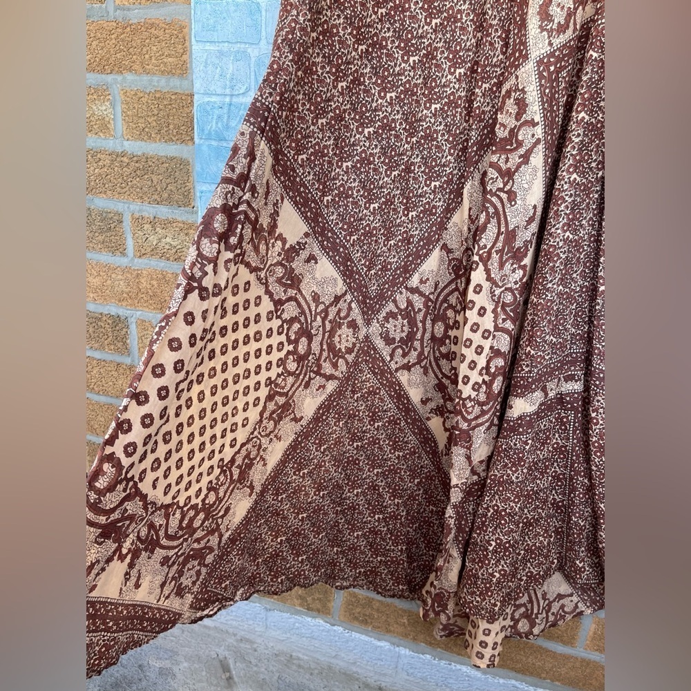 BLUE BOHEME Audrey Printed Maxi kaftan  Dress Butterfly Sleeves  brown large - Picture 8 of 14